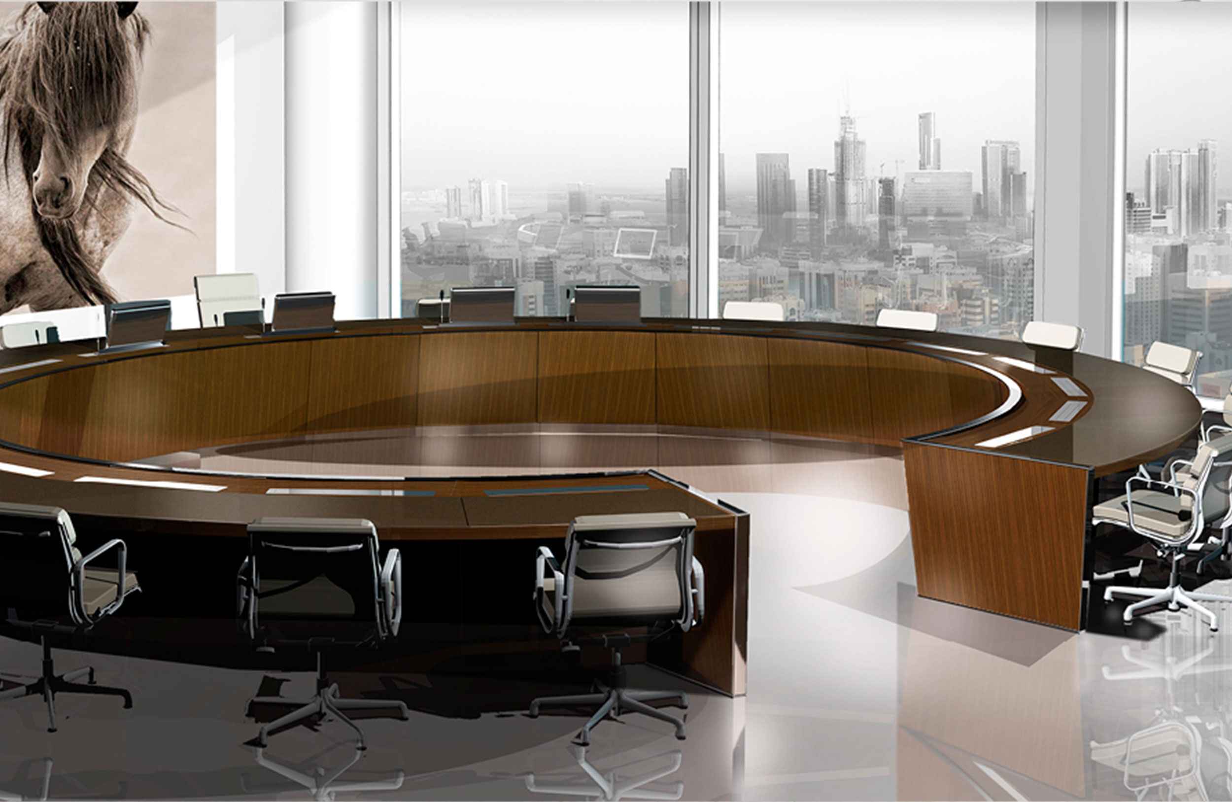 [会议台|会议条桌|办公家具|设计师家具|圆形会议桌]