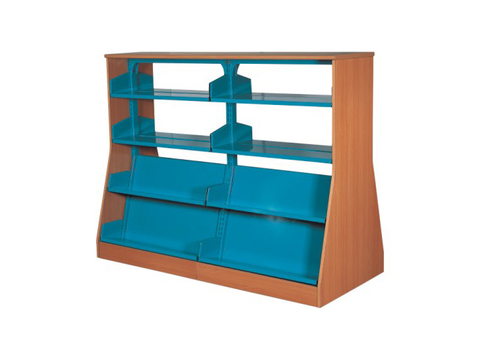 [图书馆家具|图书架|办公家具|设计师家具|单柱双面人字型书架]