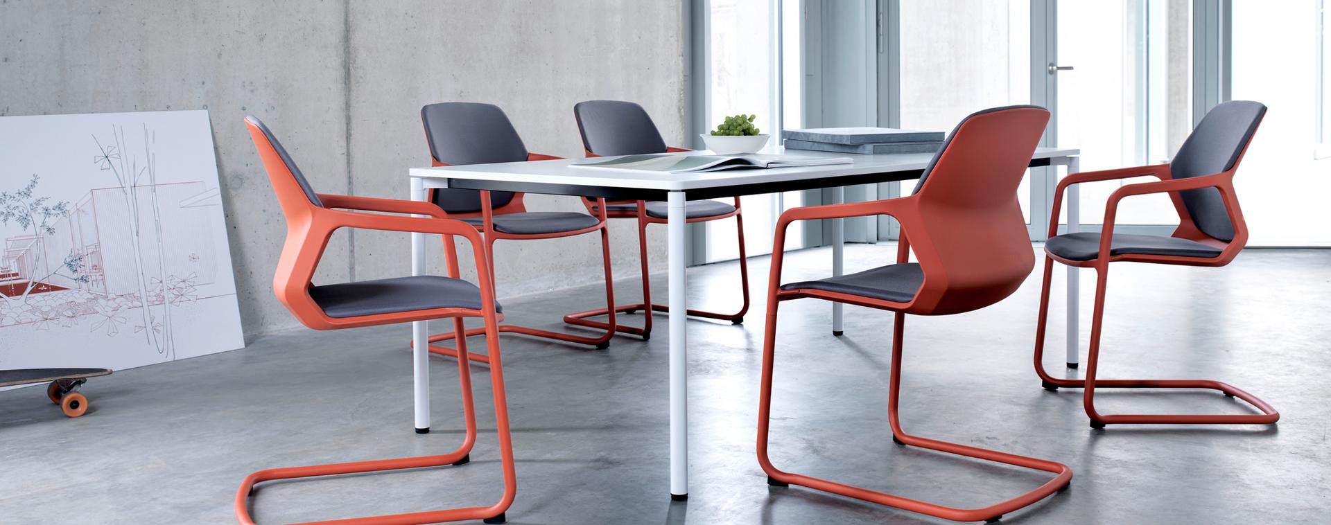 培训家具|布面培训椅|办公家具|设计师家具|现代悬臂椅